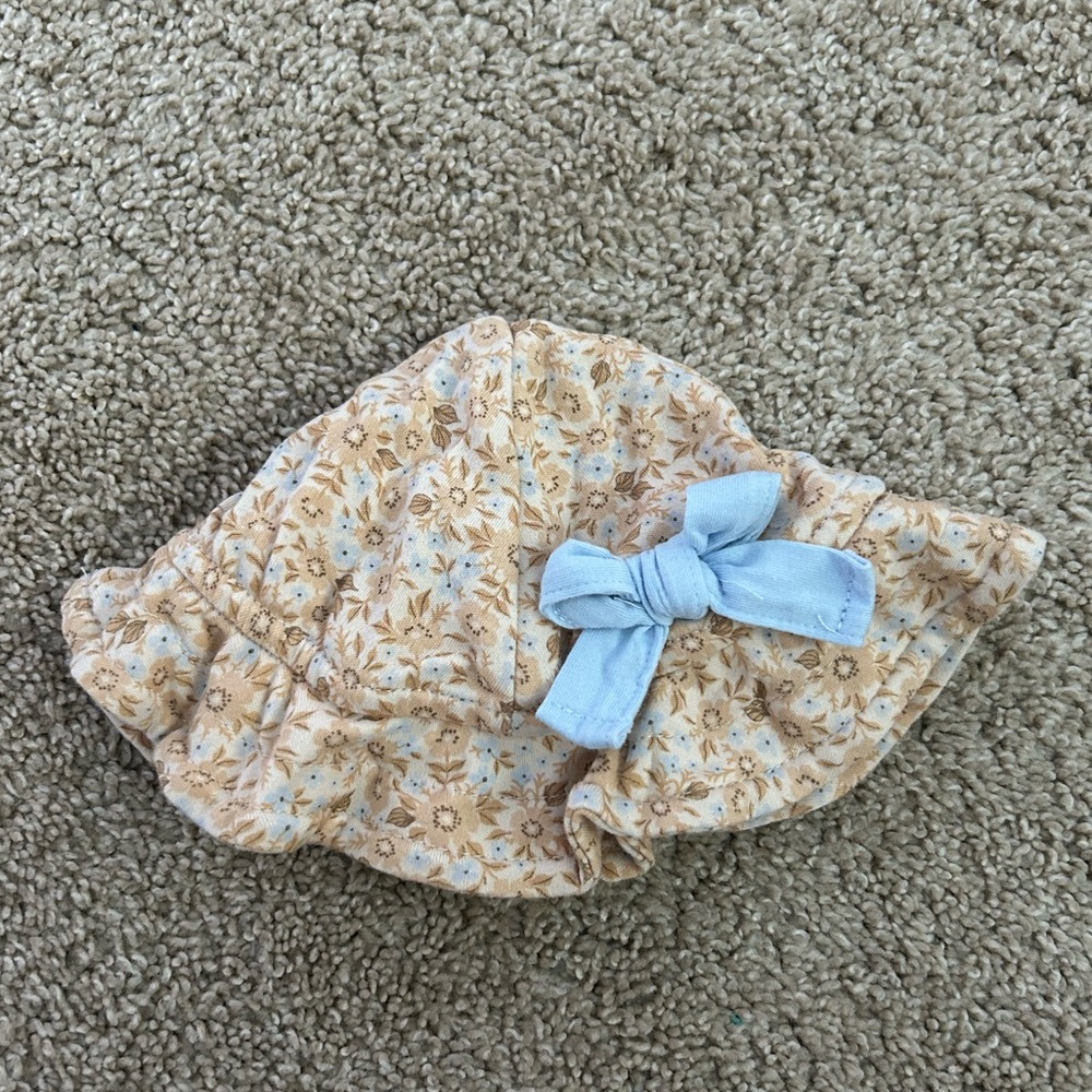 Rabbit + Bear Organic Kids Hat with Blue Bow